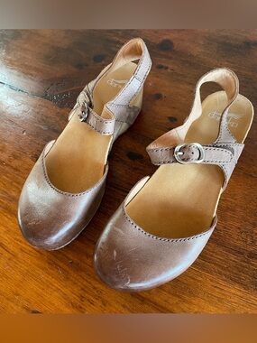 Dansko Brown Leather Mary Jane Clog with Buckle